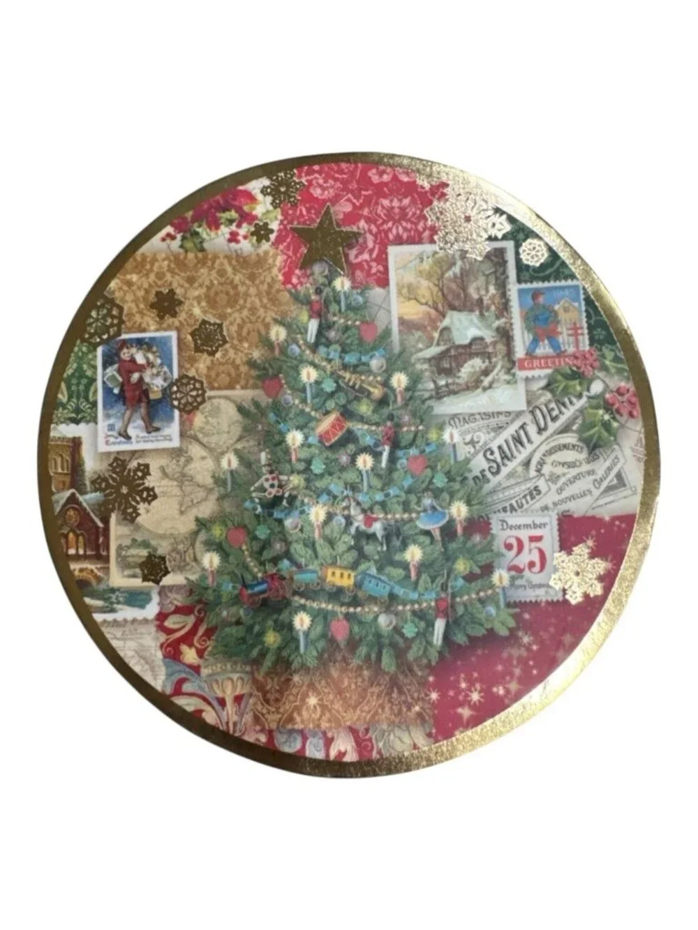 Punch Studio Christmas Tree Coasters Set Of 6 Round Festive Holiday Design 4